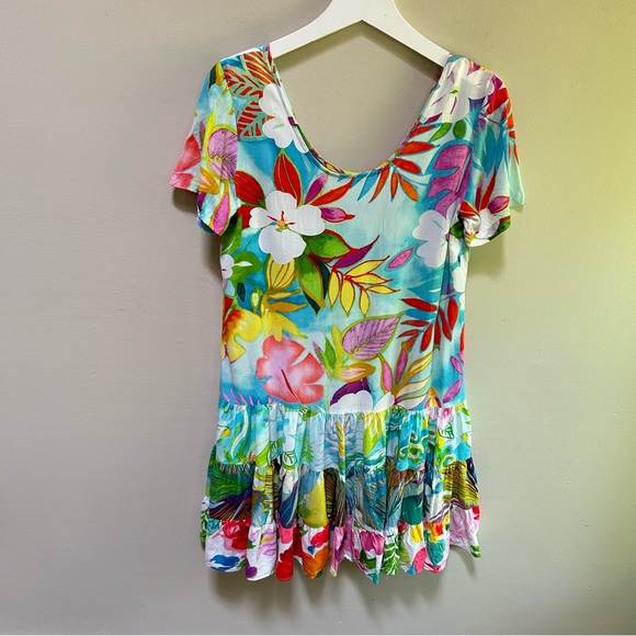 Jams World~Tiered Tropical Floral Wearable Art Hawaiian Hattie LUAU Dress~ sz XS - Picture 6 of 13
